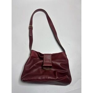 MERONA VTG RED PEBBLE FAUX LEATHER TOTE BAGUETTE SLOUCHY BAG PURSE Y2K HIPPIE